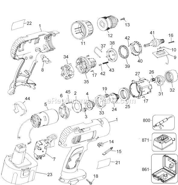 Page A Diagram and Parts List for MTE23 Type 1 Black and Decker Cordless Drill